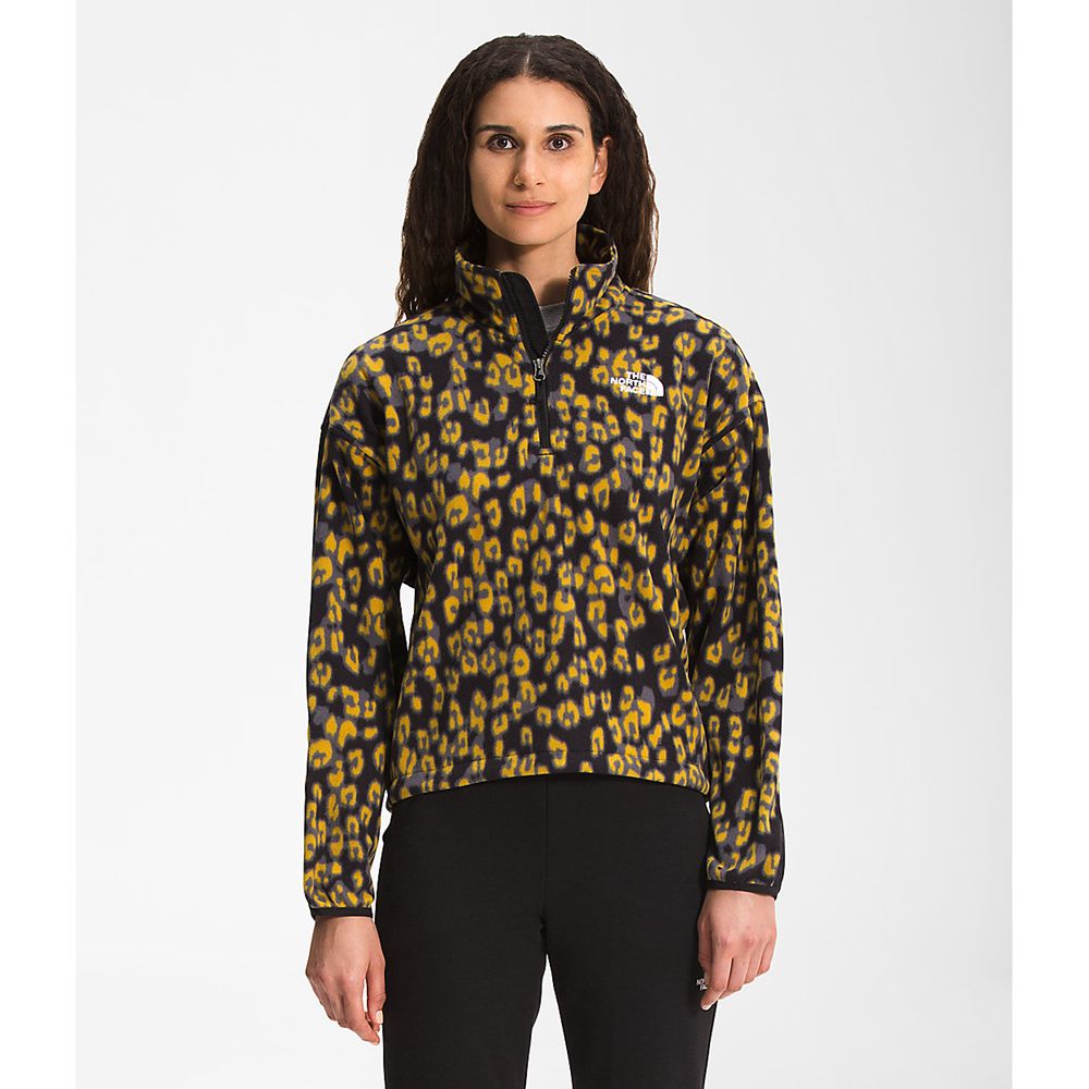 The North Face Fleece Jacket Womens Australia - The North Face Printed Tka Kataka ¼ Zip Yellow Leopa